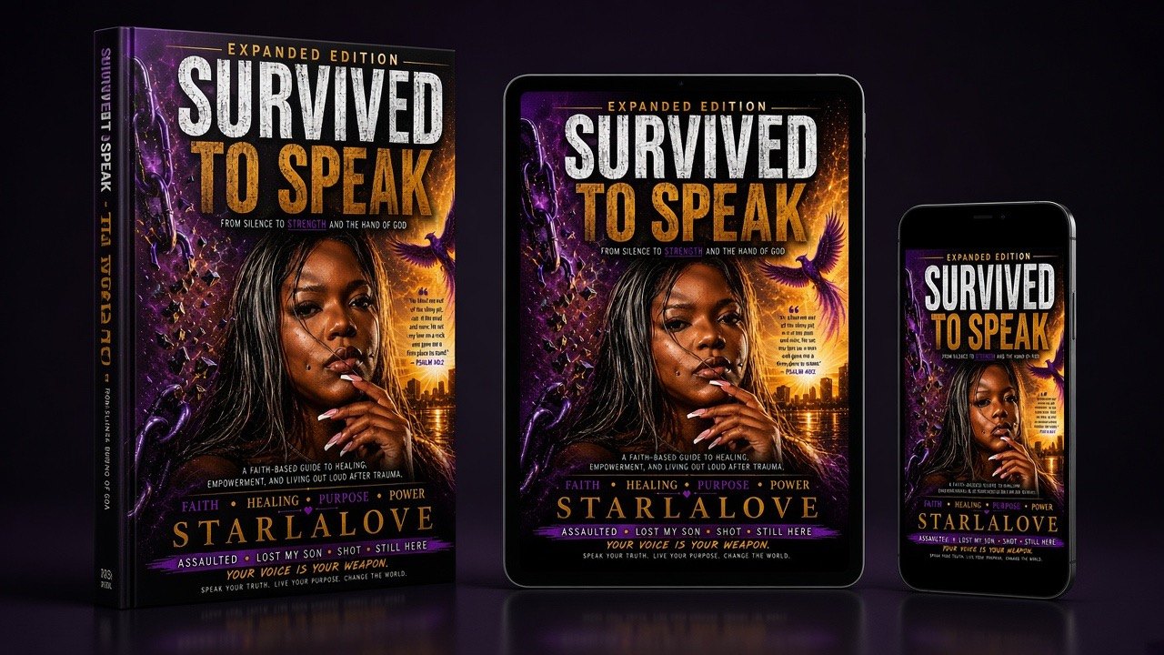 Survived to Speak on hardcover, tablet, and phone